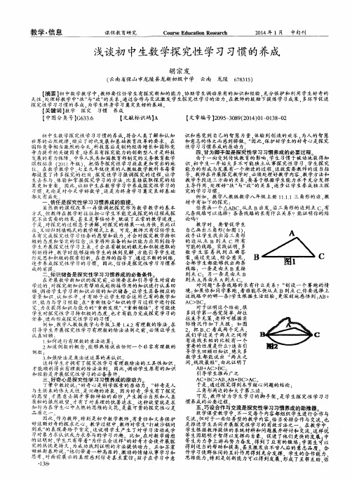 浅谈初中生数学探究性学习习惯的养成