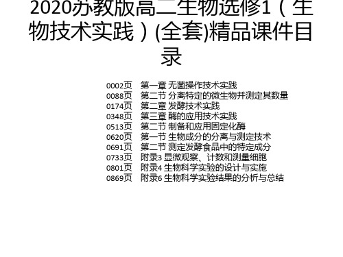 2020苏教版高二生物选修1(生物技术实践)(全套)精品课件