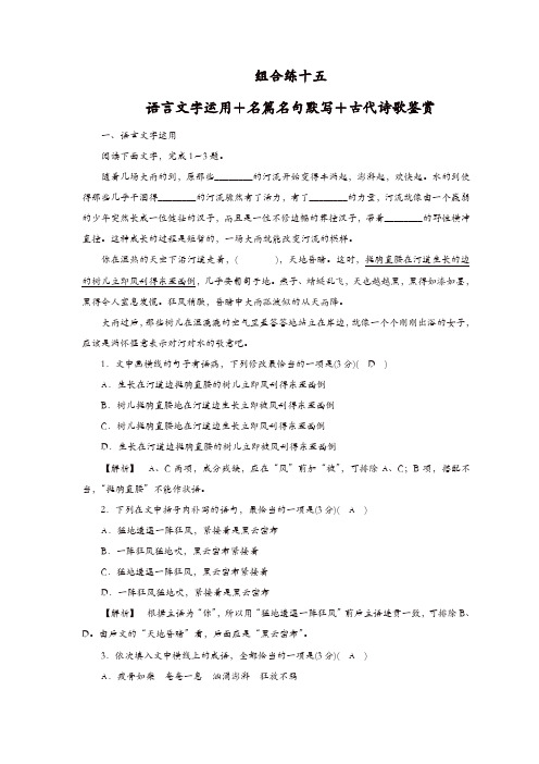 2019届高考语文大二轮复习 突破训练：题型组合练15含答案