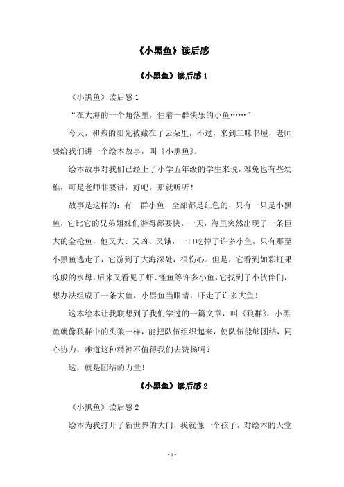 《小黑鱼》读后感