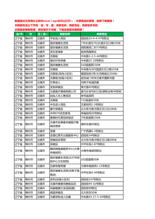 2020新版辽宁省锦州市北镇市保健品工商企业公司商家名录名单联系电话号码地址大全77家