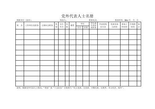 党外代表人士表格