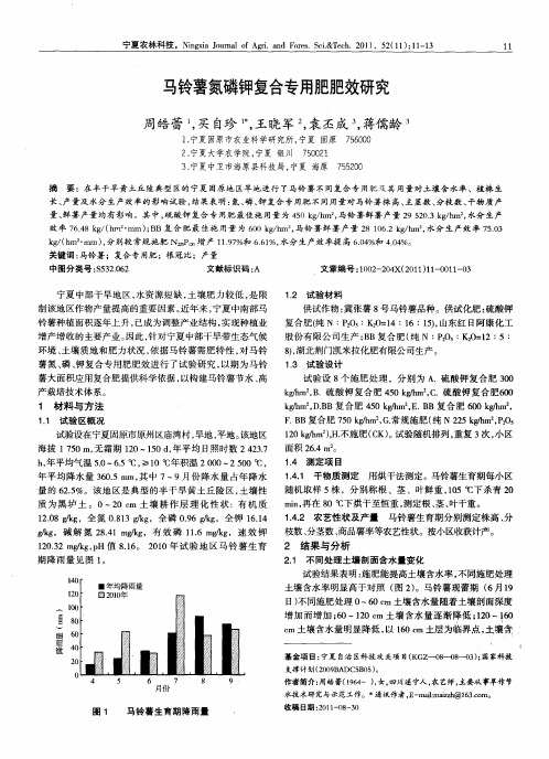 马铃薯氮磷钾复合专用肥肥效研究