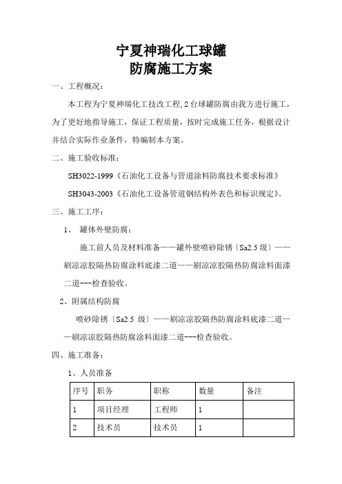 球罐防腐施工方案