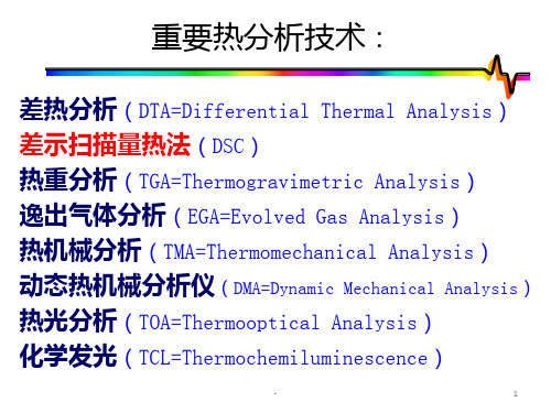 DSC(差示扫描量热仪)实验室教学讲解PPT课件