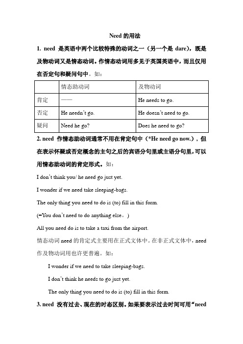 need的用法