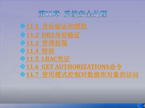 第11章  DB2数据库系统安全处理