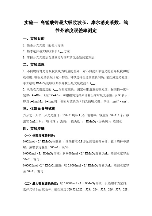 光谱法基础实验一