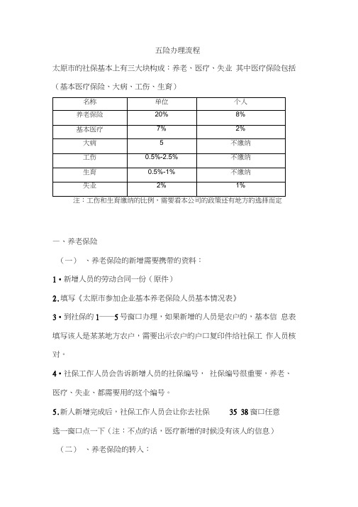 太原市2017社保办理流程