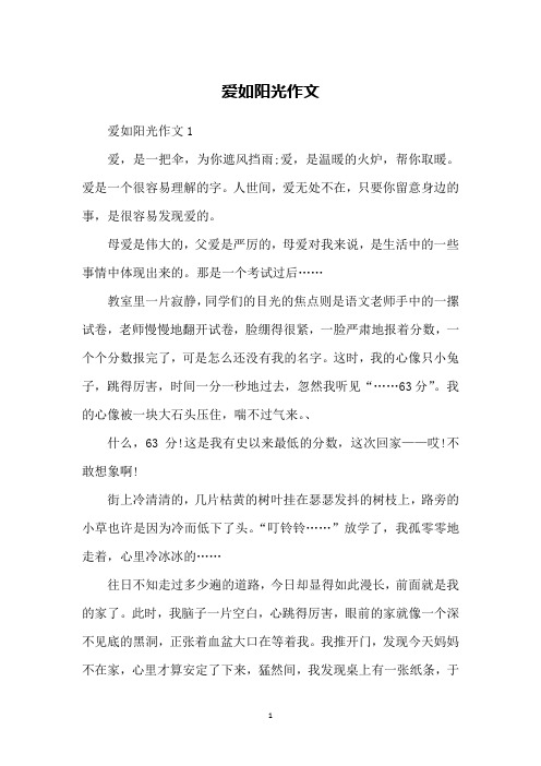 爱如阳光作文
