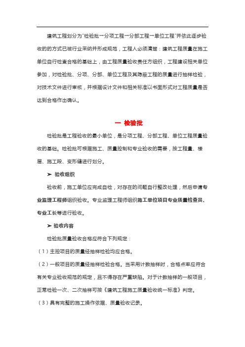 工程项目质量验收分类及验收标准概述