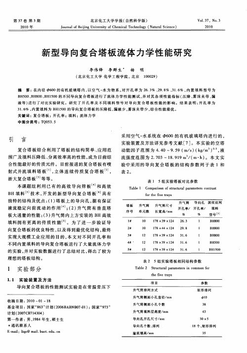 新型导向复合塔板流体力学性能研究