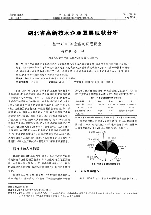 湖北省高新技术企业发展现状分析——基于对41家企业的问卷调查