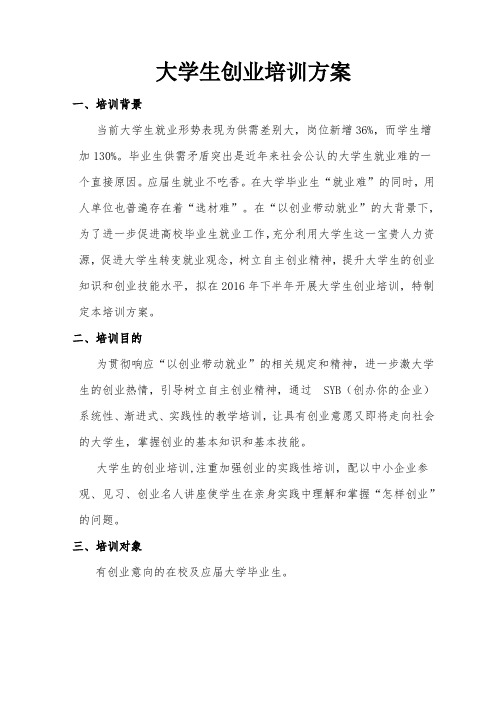 大学生创业培训SIYB教学大纲.doc