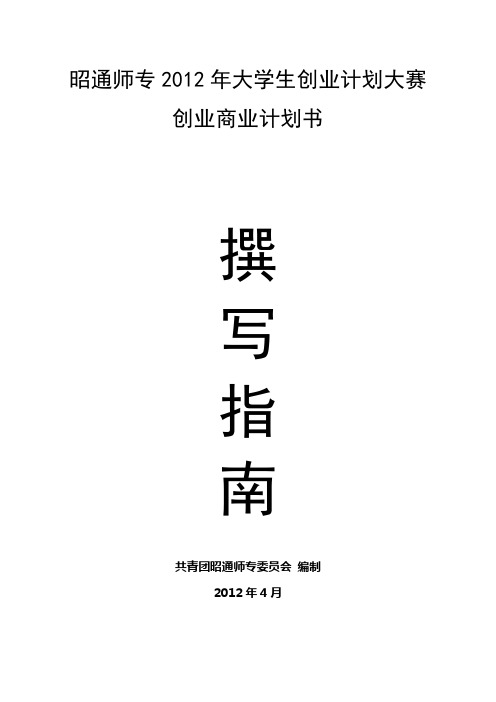 附录创业商业计划书撰写指南