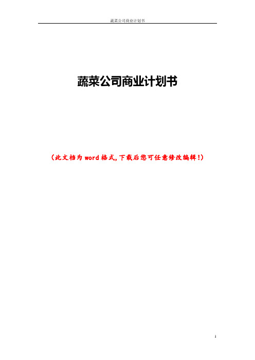 蔬菜公司商业计划书