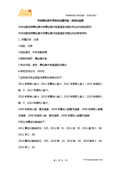 中戏舞台美术考研论坛精华帖：报录比信息
