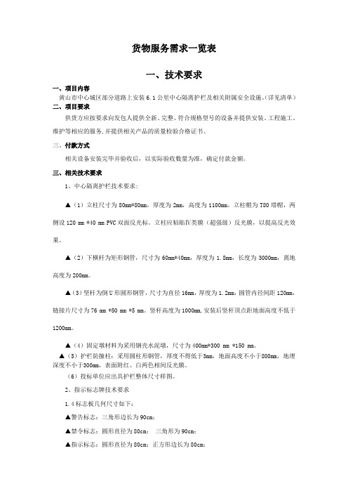 货物服务需求一览表