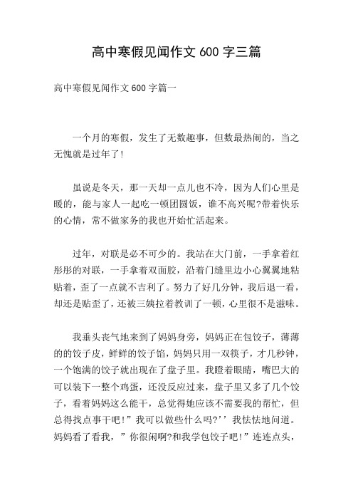 高中寒假见闻作文600字三篇