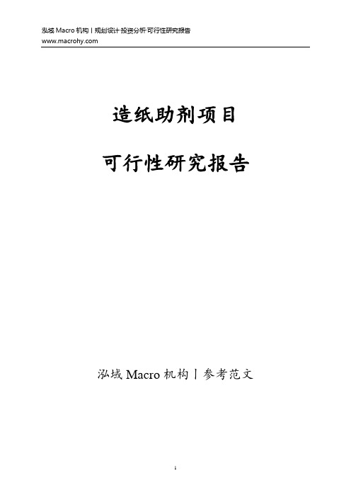 造纸助剂项目可行性研究报告