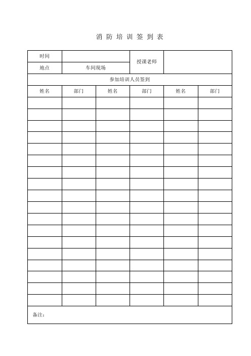 培训记录消防安全签到表