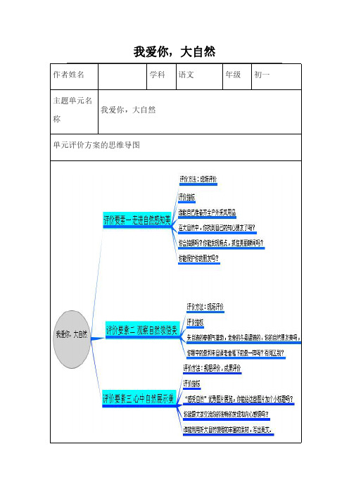 初中语文《我爱你,大自然》单元评价思维导图及评价量规