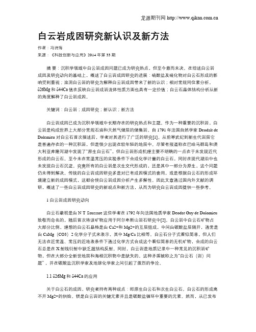 白云岩成因研究新认识及新方法