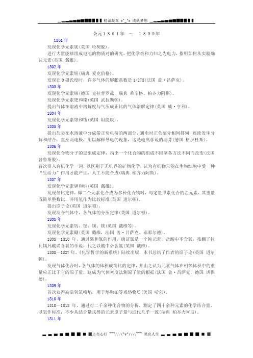 化学年谱(公元1801年 ～ 1899年)