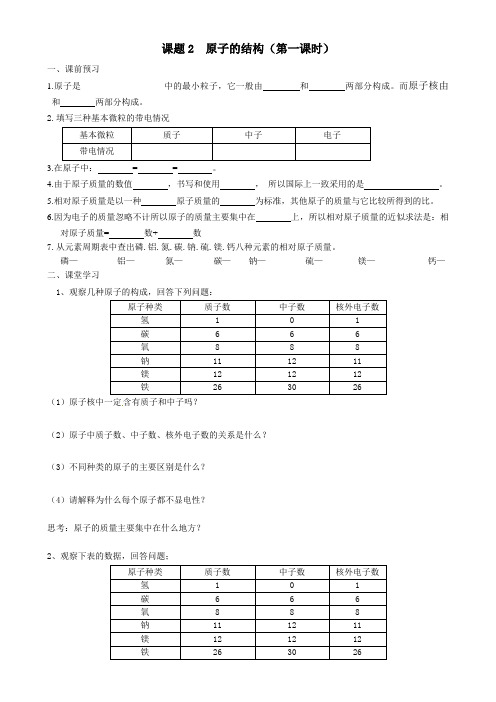 原子的结构(第一课时)练习题