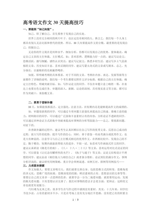 高考语文作文30天提高技巧