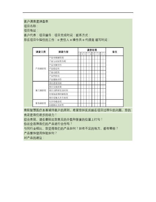 项目满意度调查表.