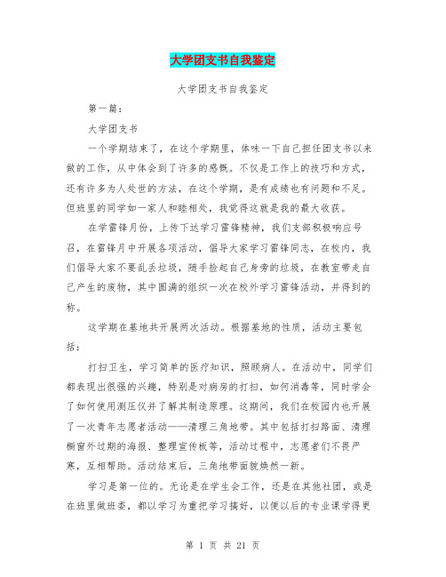 大学团支书自我鉴定(完整版)