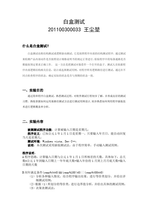 白盒测试实验报告