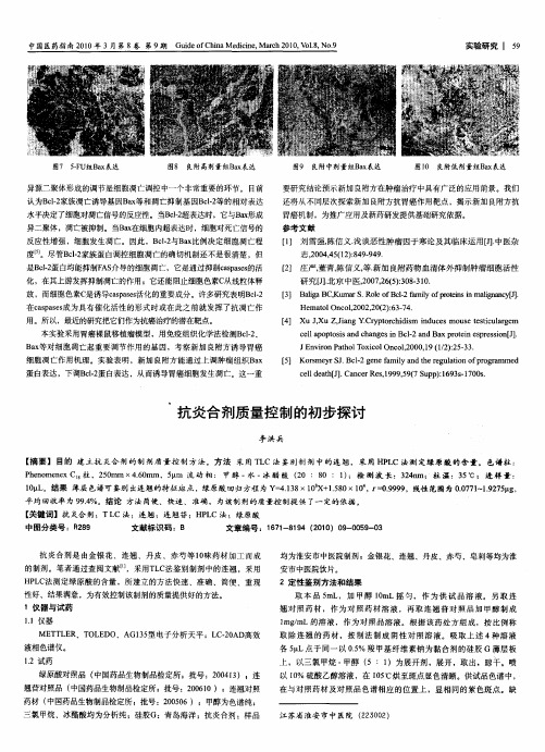 抗炎合剂质量控制的初步探讨