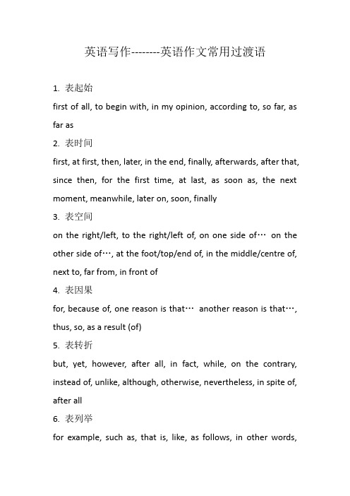 英语写作--------英语作文常用过渡语