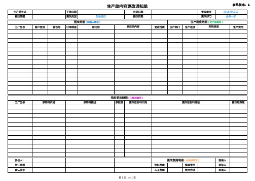 生产单更改通知单