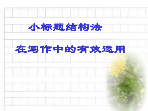 小标题结构在写作中的运用