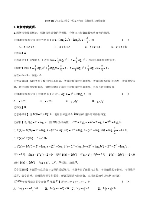 2020_2021年高考数学一轮复习考点专项练习指数函数与对数函数