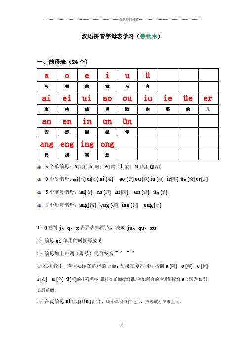 汉语拼音字母表学习(超全)精编版