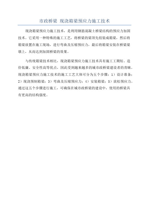 市政桥梁 现浇箱梁预应力施工技术