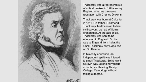 Thackeray萨克雷英文简介与作品介绍PPT课件