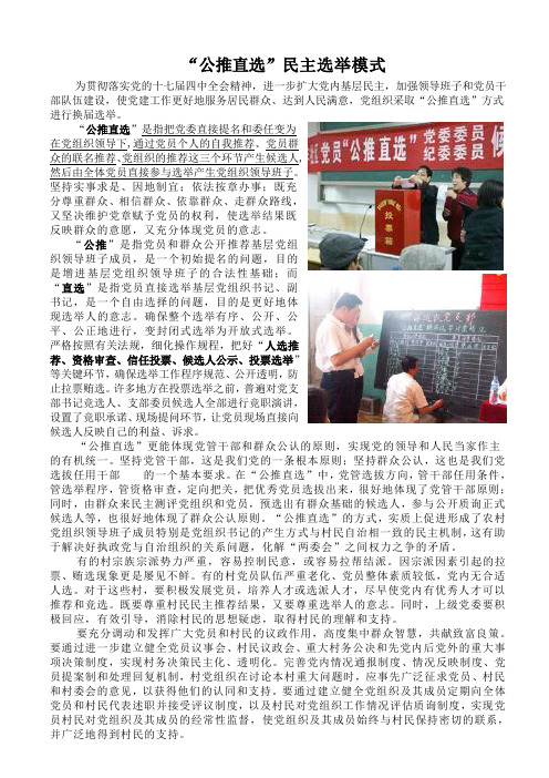 “公推直选”民主选举模式