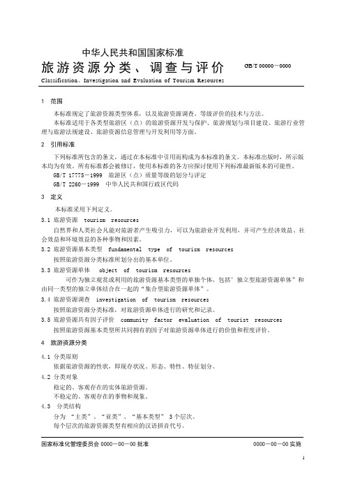 国家旅游资源分类