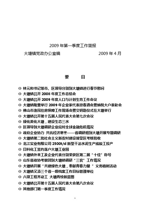 2009年第一季度工作简报