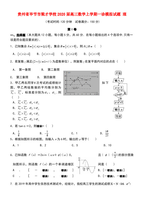 贵州省毕节市梁才学校2020届高三数学上学期一诊模拟试题理(最新整理)