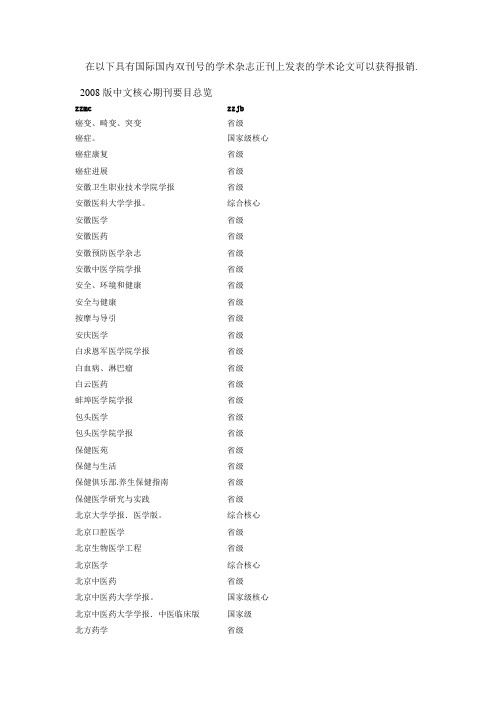 信息科;医院可以报销杂志目录范围