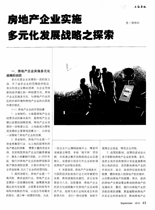 房地产企业实施多元化发展战略之探索