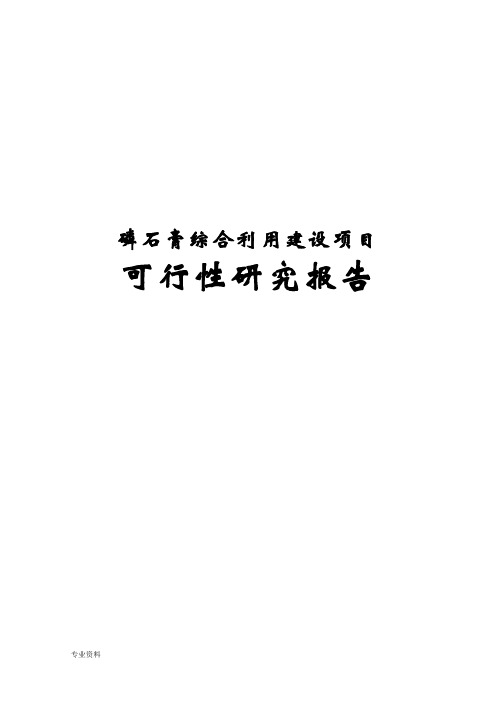 磷石膏综合利用项目可行性研究报告