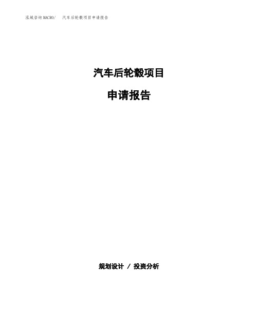汽车后轮毂项目申请报告范本参考(立项申请)