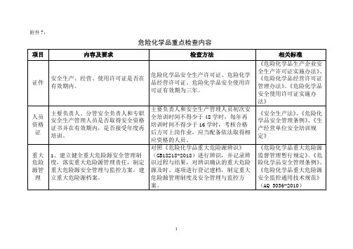 危险化学品企业重点检查内容